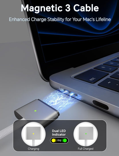 140W Charger for MacBook Pro 16 14 inch Mac Air 15 13 inch 2025 2024 2023 2022 2021 M1–M4【Original Quality】Type C Fast Charger Power Adapter & 6.6FT Type C to Magnetic 3 Cable LED Applicable 2021-2025